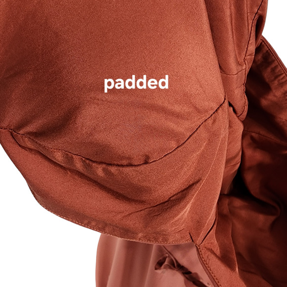 Azazie Halter Maxi Dress sz 10 Women Caramel Burnt Orange Front Slit Ruffle READ - Picture 9 of 12